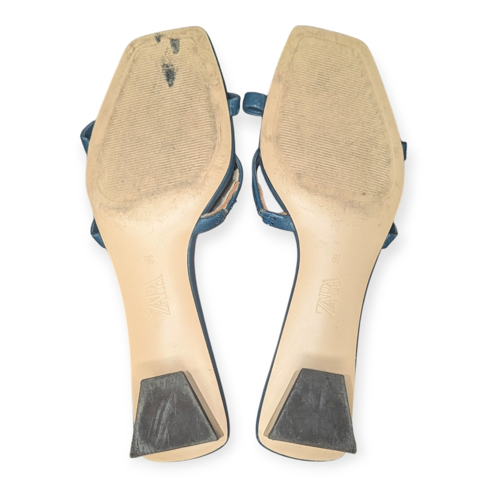 ZARA Block heel Blue Sandals Women's Size 39 (8.5) Summer Wedding Party Spring - Picture 5 of 5